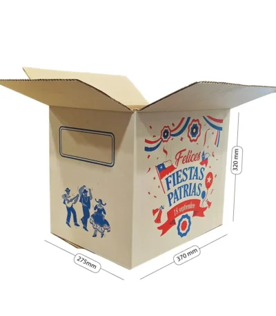 caja de carton champañera con impresion fiestas patrias