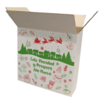 Caja Pisquera Navideña Blanca 310x230x310 mm - Regalo, mercaderia, empresas, aguinaldo
