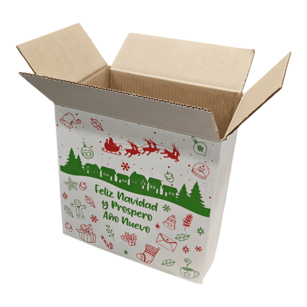 Caja Pisquera Navideña Blanca 310x230x310 mm - Regalo, mercaderia, empresas, aguinaldo - Imagen 4