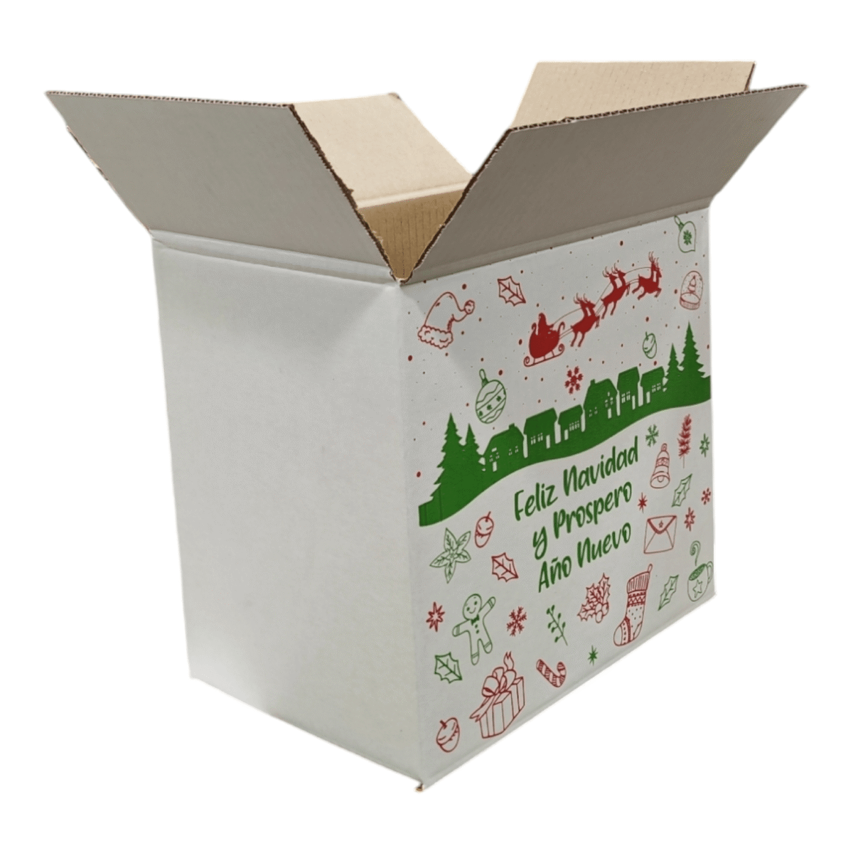 Caja Pisquera Navideña Blanca 310x230x310 mm - Regalo, mercaderia, empresas, aguinaldo - Imagen 3